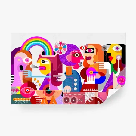 Fotomural explosión de rumores: arte abstracto con arcoíris – Pixers®