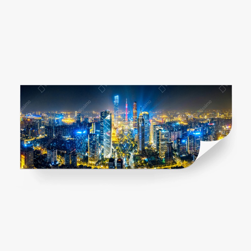 Fotomural panorama nocturno del distrito financiero de Guangzhou