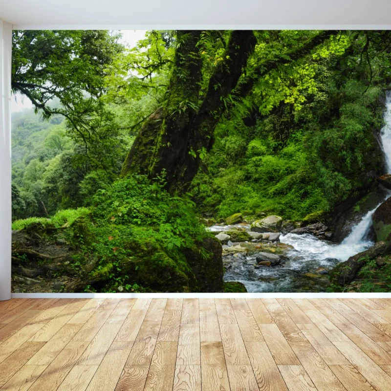 Fotomural cascada en bosque esmeralda