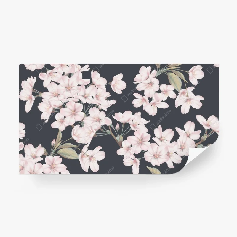 Fotomural flores de cerezo sobre fondo gris oscuro