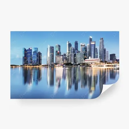 Fotomural panorámica del horizonte urbano reflejado en el agua – Pixers®