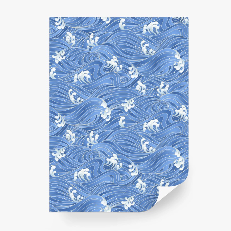 Fotomural diseño de olas azules estilizadas