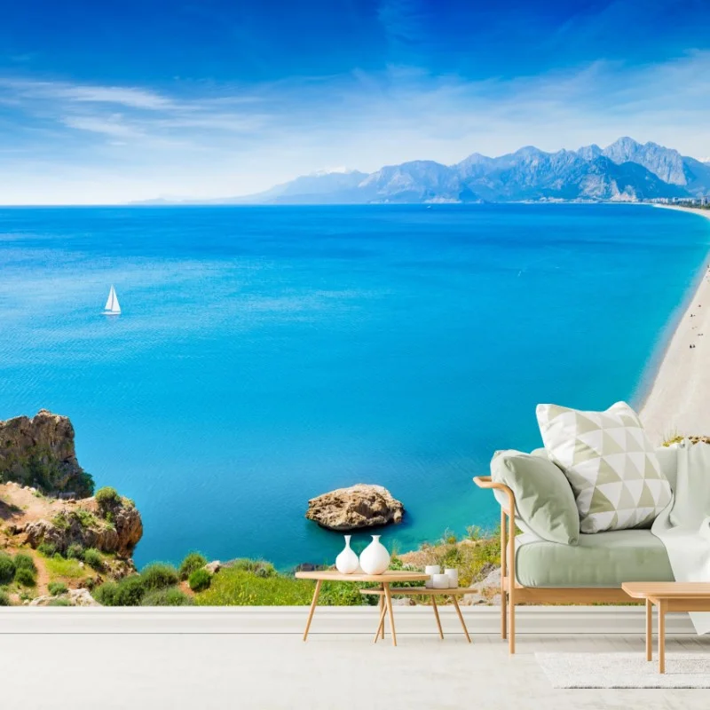 Fotomural panorámica de la playa Konyaalti en Antalya