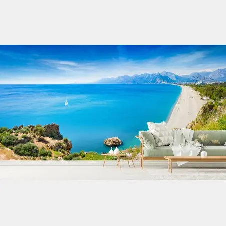 Fotomural panorámica de la playa Konyaalti en Antalya – Pixers®