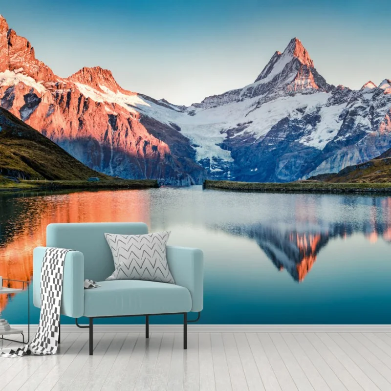 Fotomural puesta de sol sobre Bachalpsee, Suiza