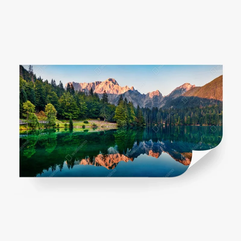 Fotomural amanecer sereno en Lago Fusine
