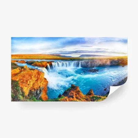Fotomural amanecer en Godafoss: cascada mística de Islandia – Pixers®