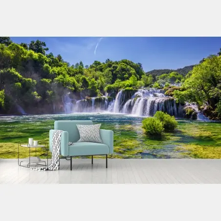 Fotomural paisaje de cascadas de Skradinski Buk en Krka, Croacia – Pixers®