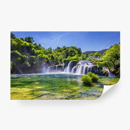 Fotomural paisaje de cascadas de Skradinski Buk en Krka, Croacia – Pixers®
