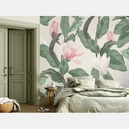 Fotomural patrón de magnolias en tonos pastel – Pixers®