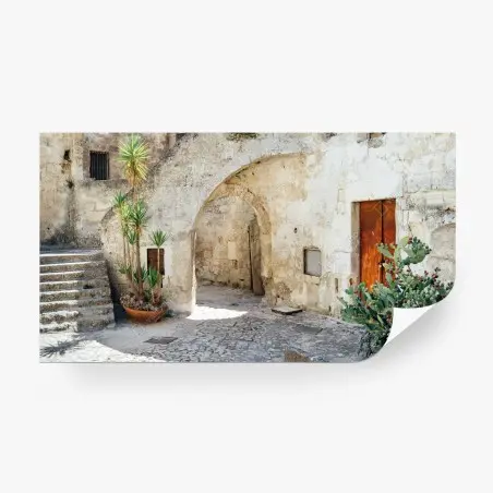Fotomural patio antiguo con arco y cactus – Pixers®