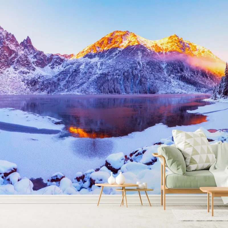 Fotomural amanecer dorado en los Alpes nevados