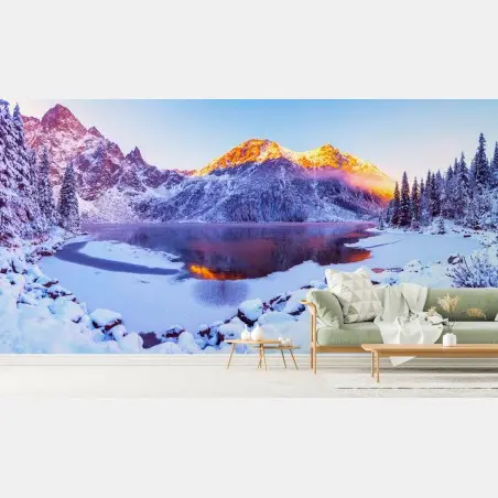 Fotomural amanecer dorado en los Alpes nevados – Pixers®
