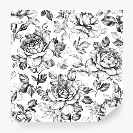 Fotomural motivo de rosas vintage en blanco y negro – Pixers®