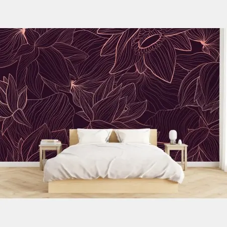 Fotomural arte mural floral de líneas finas – Pixers®
