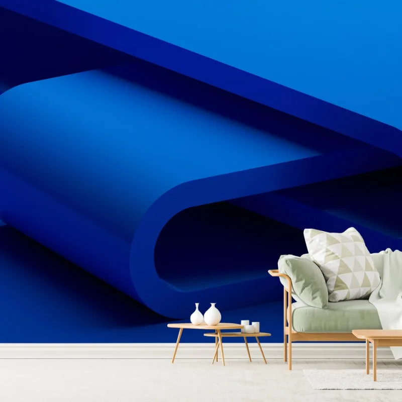 Fotomural curvas geométricas en azul profundo
