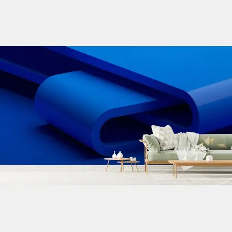Fotomural curvas geométricas en azul profundo – Pixers®
