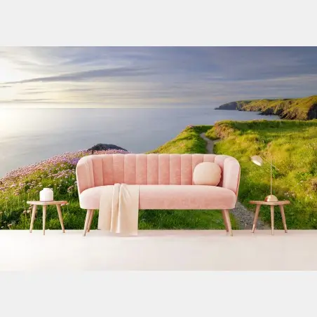 Fotomural sendero costero en Ceibwr Bay al atardecer – Pixers®