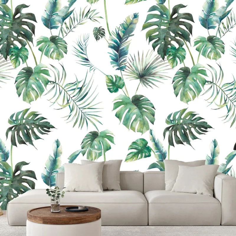 Fotomural follaje tropical en acuarela