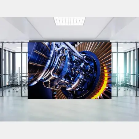 Fotomural detalle de turbina aeronáutica en azul metálico – Pixers®
