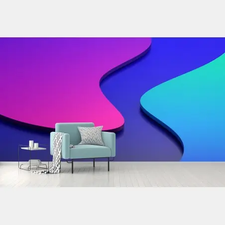 Fotomural arte abstracto degradado en tonos púrpura y cian – Pixers®