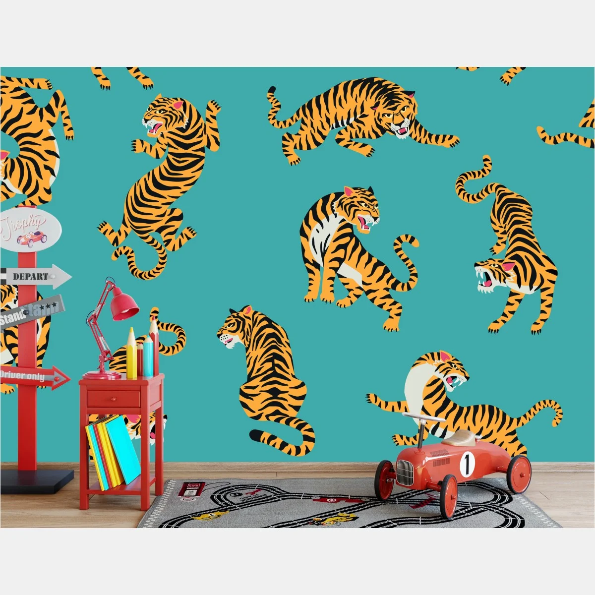 Fotomural motivo de tigres sobre fondo turquesa – Pixers® Fotomural motivo de tigres sobre fondo turquesa – Pixers®