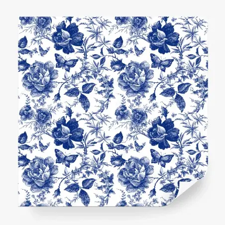 Fotomural estampado floral azul estilo vintage – Pixers®