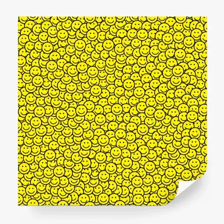 Fotomural patrón de caras sonrientes en amarillo – Pixers®