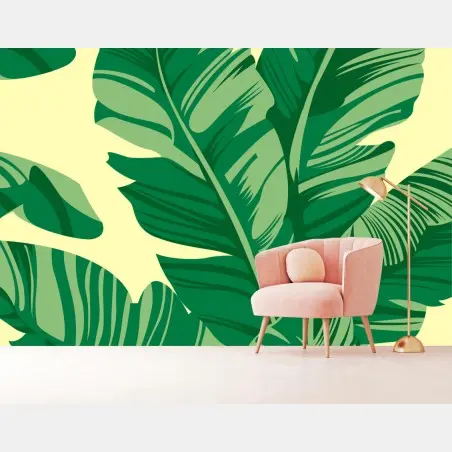 Fotomural patrón de hojas tropicales en verde – Pixers®
