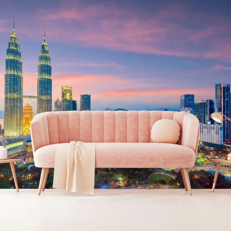 Fotomural crepúsculo sobre el horizonte de Kuala Lumpur