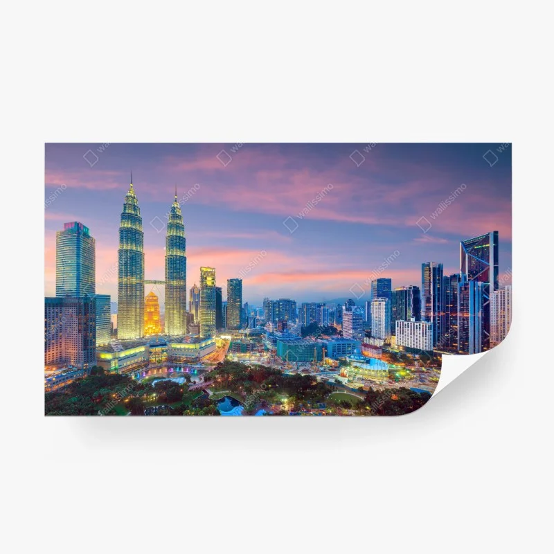 Fotomural crepúsculo sobre el horizonte de Kuala Lumpur