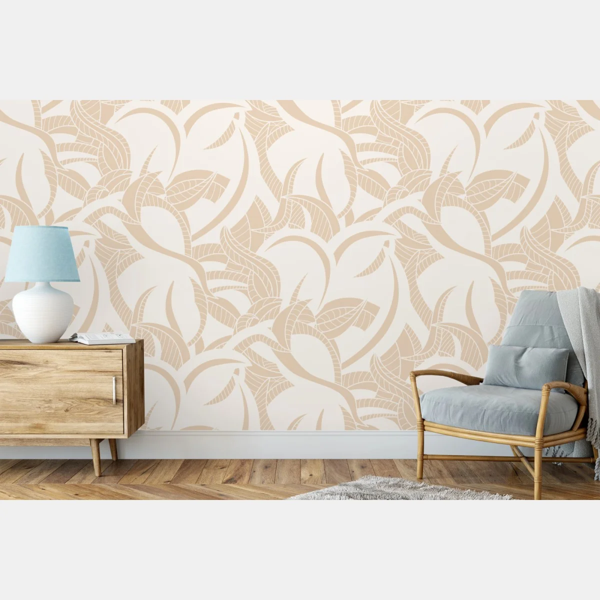Fotomural estampado botánico beige de hojas entrelazadas – Pixers® Fotomural estampado botánico beige de hojas entrelazadas – Pixers®