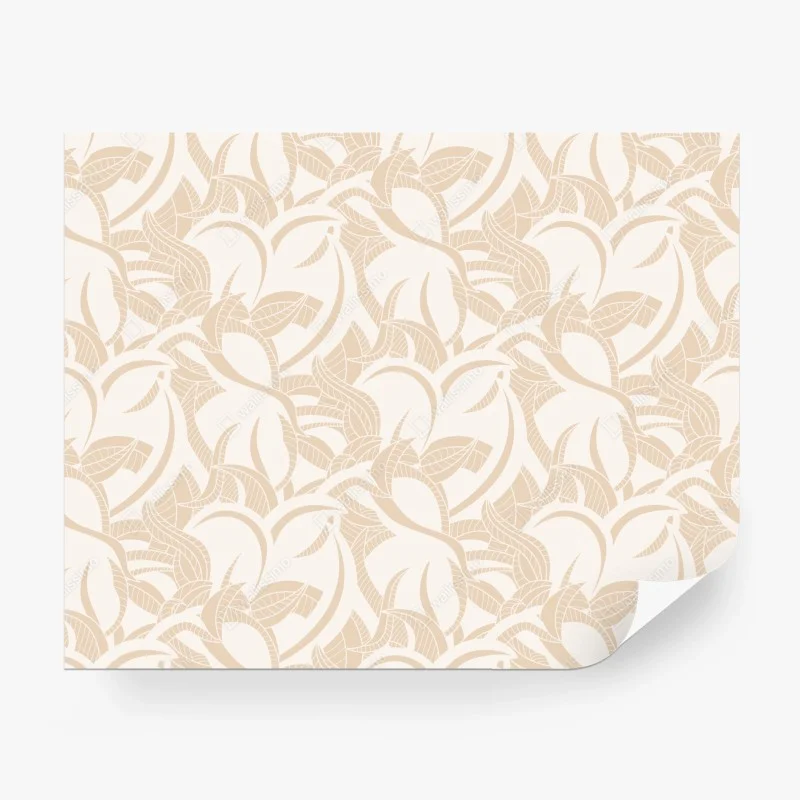 Fotomural estampado botánico beige de hojas entrelazadas