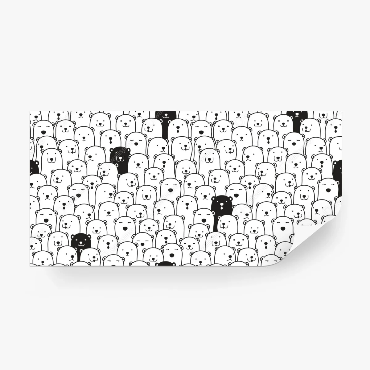 Fotomural patrón de osos minimalista en blanco y negro – Pixers®