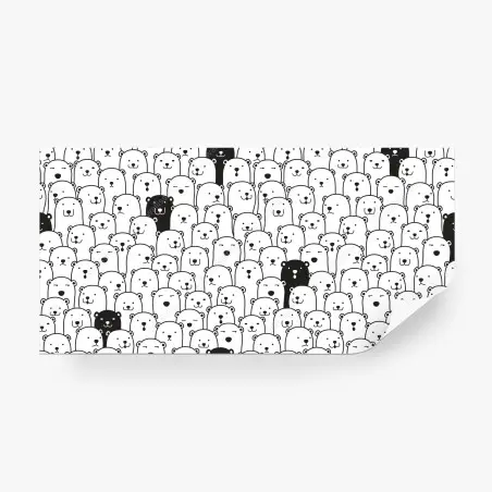 Fotomural patrón de osos minimalista en blanco y negro – Pixers®