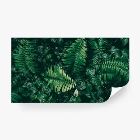 Fotomural mosaico de hojas tropicales en tonos oscuros – Pixers®