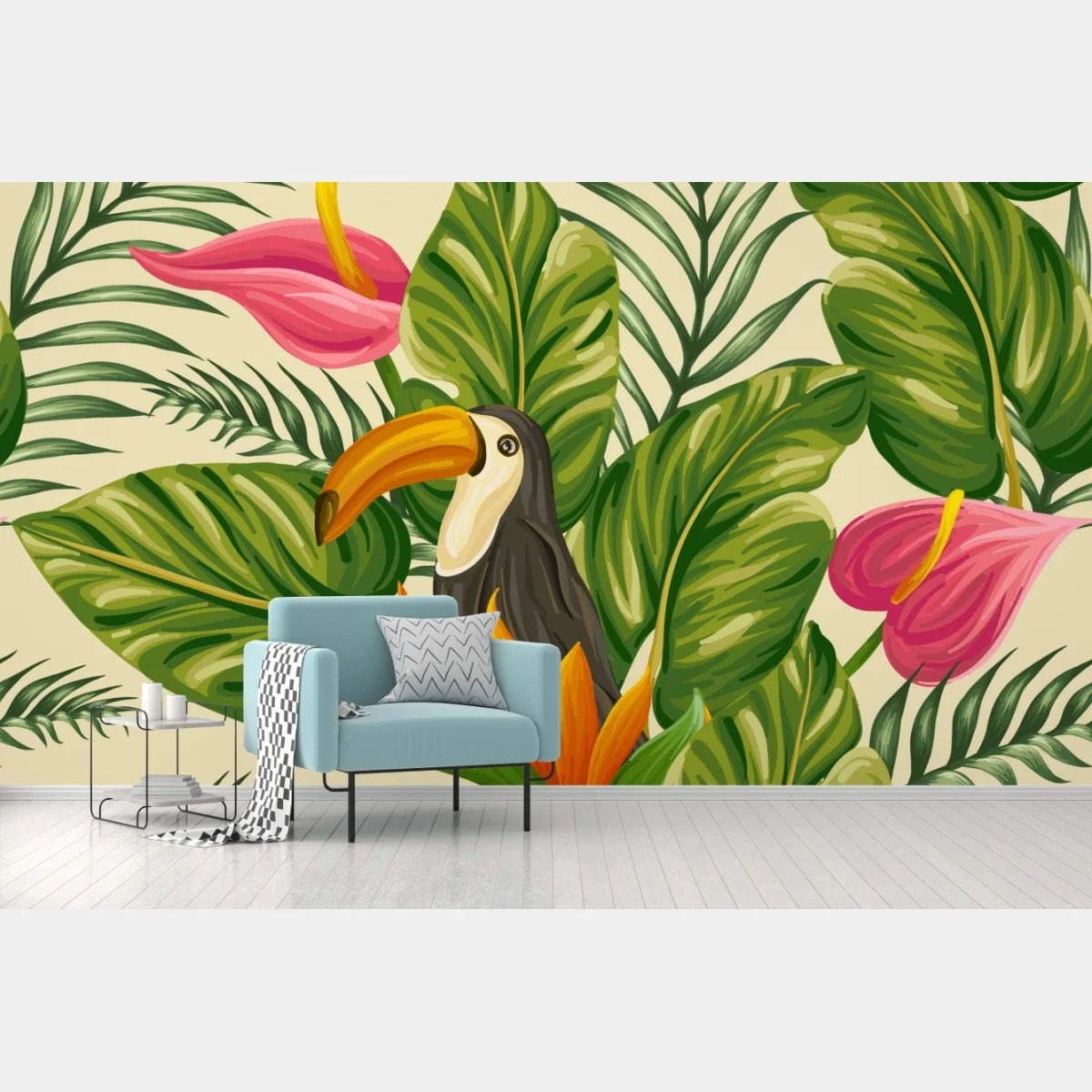 Fotomural estampado tropical con tucán y hojas exuberantes – Pixers® Fotomural estampado tropical con tucán y hojas exuberantes – Pixers®
