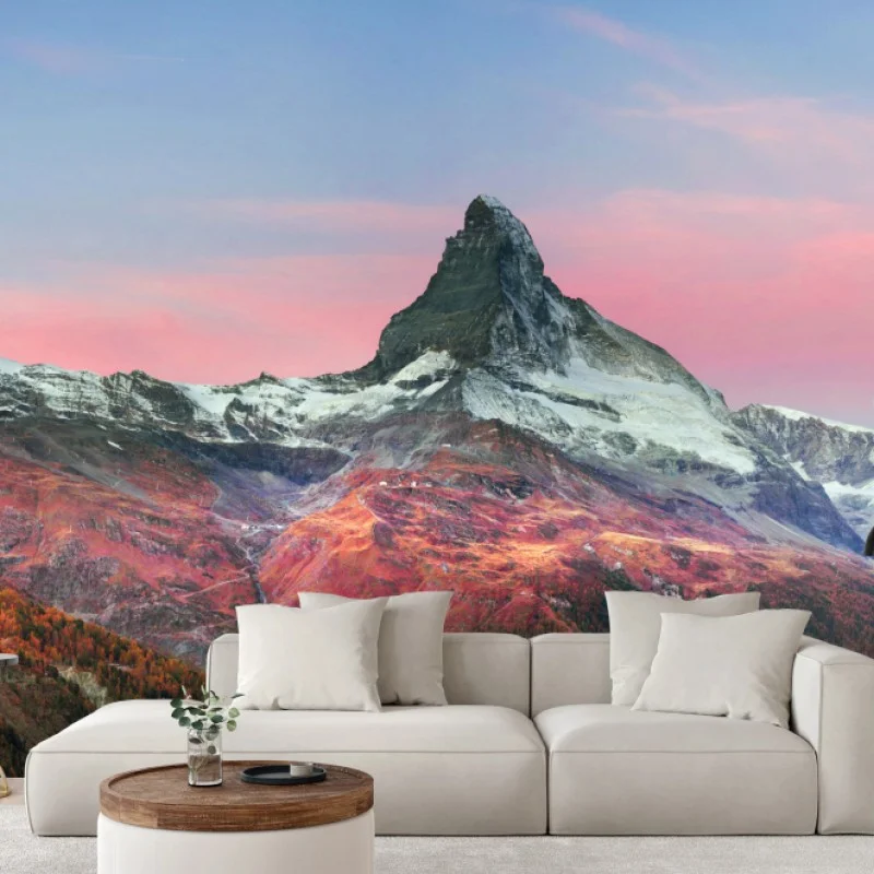 Fotomural amanecer otoñal en Zermatt junto al Matterhorn