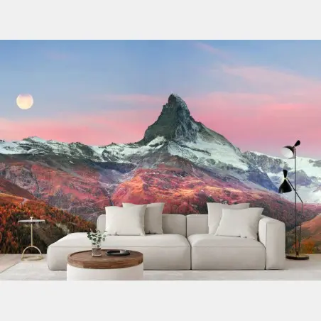 Fotomural amanecer otoñal en Zermatt junto al Matterhorn – Pixers®