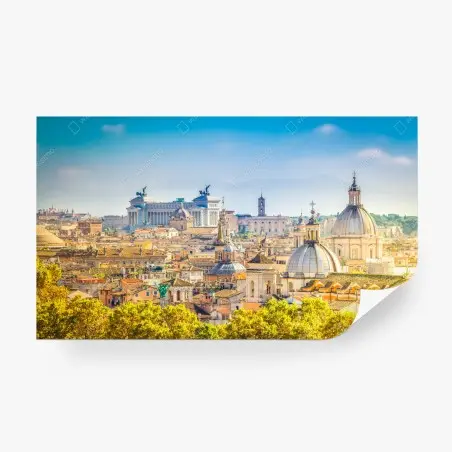 Fotomural panorama urbano de Roma con cúpulas clásicas – Pixers®