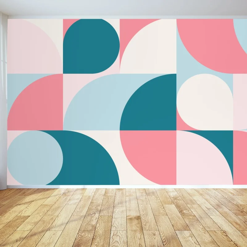 Fotomural mosaico geométrico en tonos pastel