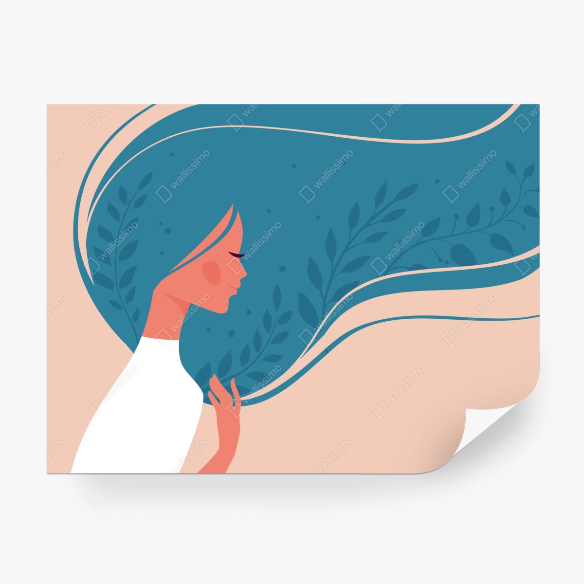 Fotomural mujer serena con cabello floral – Pixers®