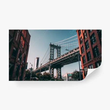 Fotomural impresión urbana: puente de Manhattan y fachadas de ladrillo – Pixers®