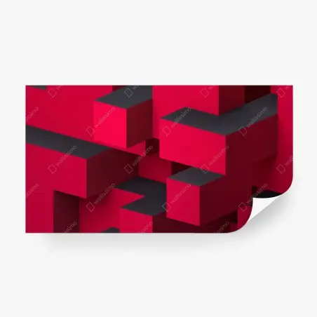 Fotomural diseño geométrico tridimensional en rojo y negro – Pixers®