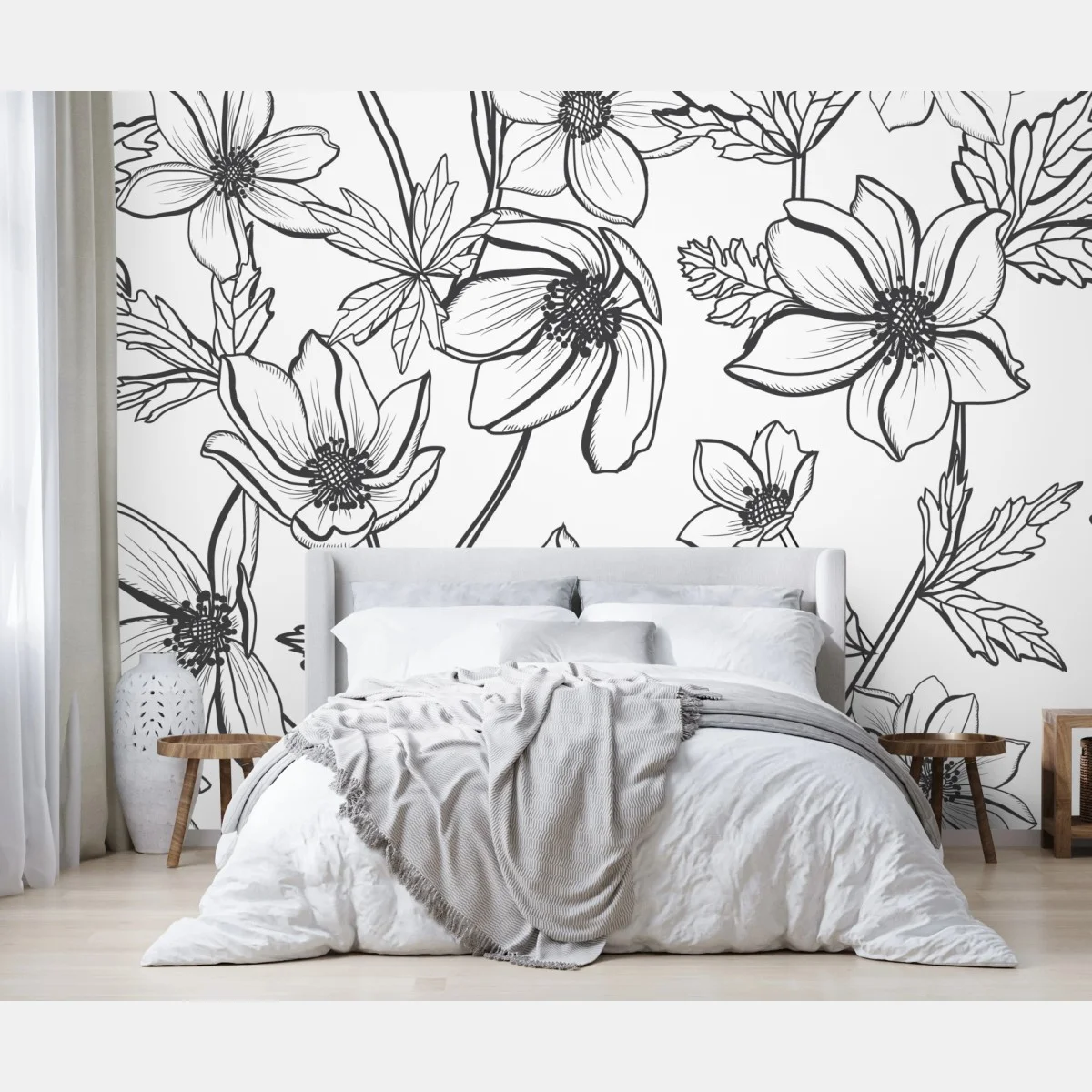 Fotomural dibujo floral lineal en blanco y negro – Pixers® Fotomural dibujo floral lineal en blanco y negro – Pixers®