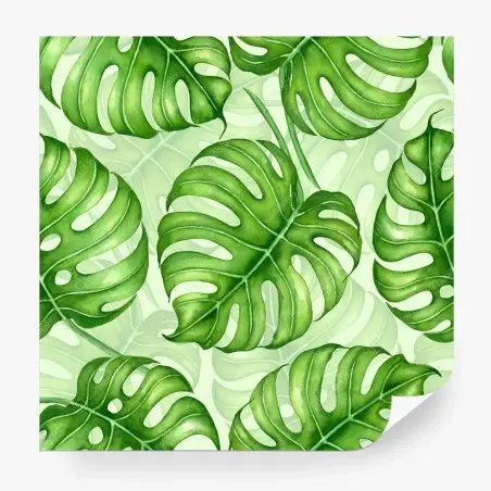Fotomural patrón tropical de hojas de monstera en acuarela – Pixers®
