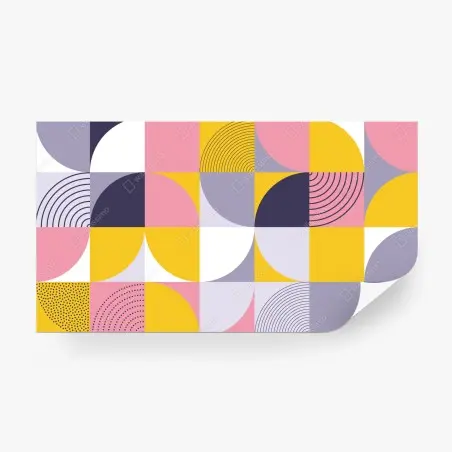 Fotomural patrón geométrico retro en tonos rosa y amarillo – Pixers®