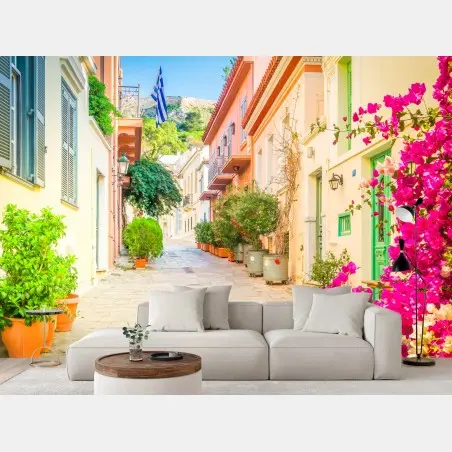 Fotomural calle pintoresca de Plaka, Atenas – Pixers®