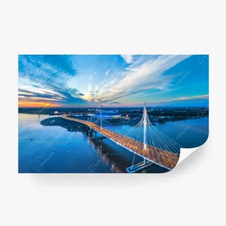 Fotomural puente atirantado de San Petersburgo al amanecer – Pixers®