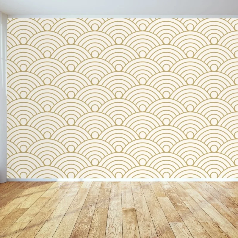 Fotomural patrón semicircular dorado minimalista
